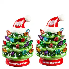 Evergreen Enterprises - Detroit Red Wings 2-Pack 4" Ceramic LED Christmas Tree Set - Multicolor