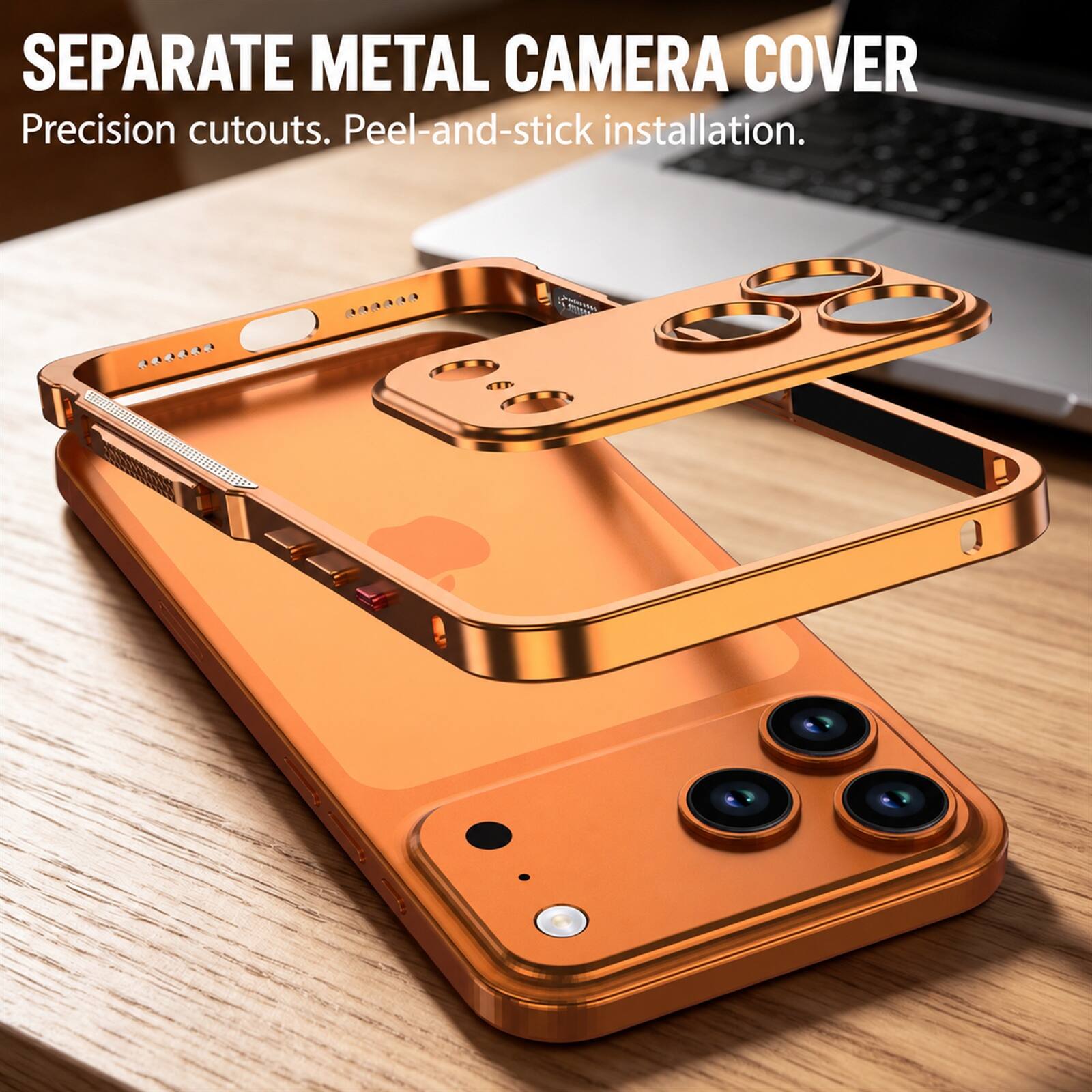 SEPARATE METAL CAMERA COVER  
Precision cutouts. Peel-and-stick installation.