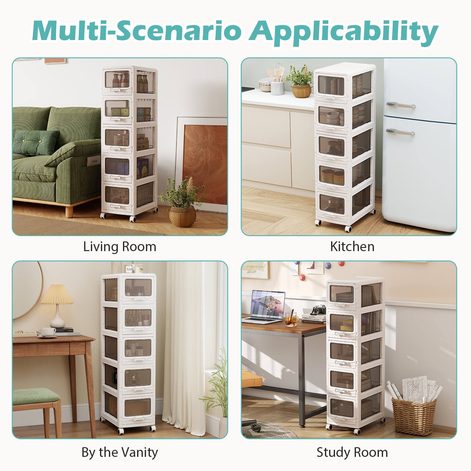 Multi-Scenario Applicability

Living Room  
Kitchen  
By the Vanity  
Study Room