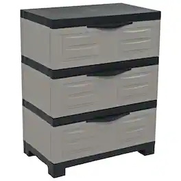 Sunnydaze - Heavy-Duty Plastic 3-Drawer Storage Cabinet - Gray with Charcoal Trim