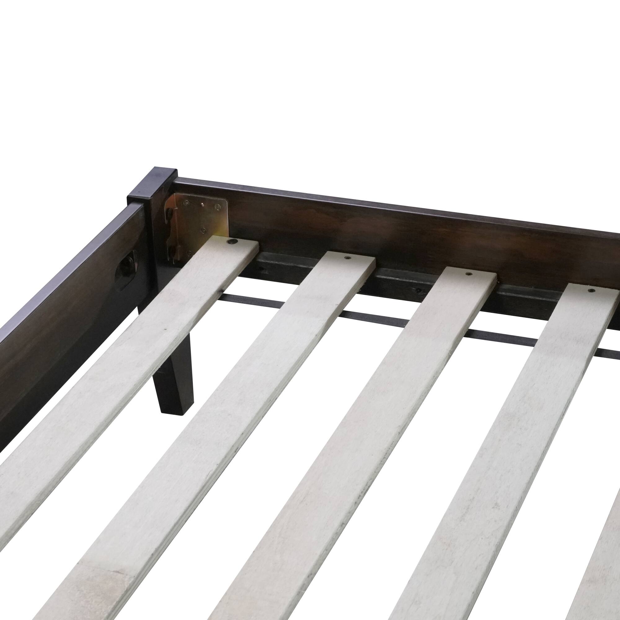 Left. GOODSILO - Queen Size Solid Wood Bed with Rattan Headboard and Enhanced Support Feet - Espresso.