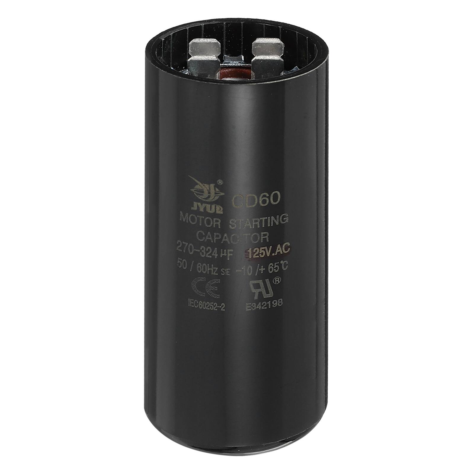 GUYL CD60 MOTOR STARTING CAPACITOR 270-324 µF 125V.AC 50/60Hz -10/+65°C S1E -10 CE UR IEC60252-2 E342198