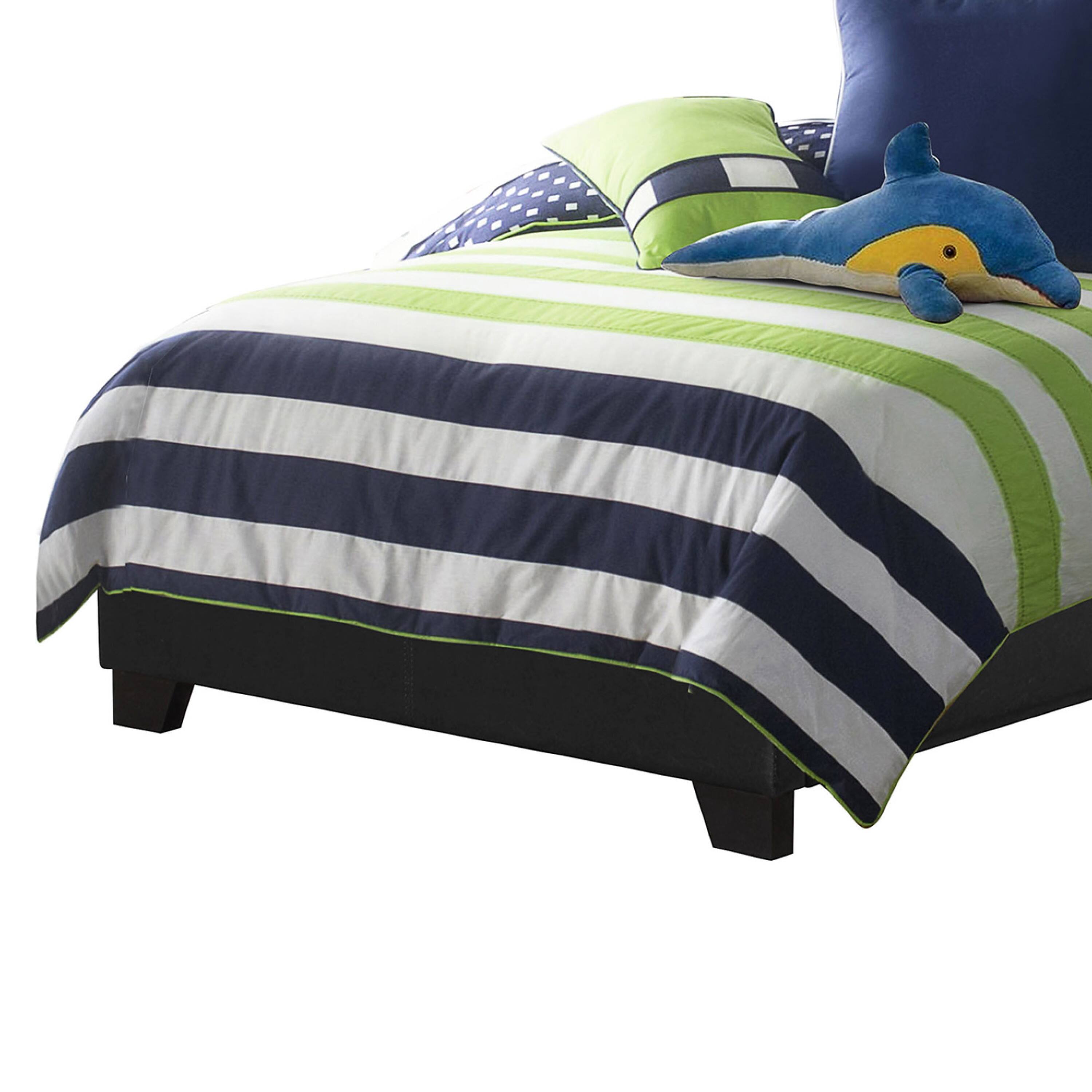 Alt View 3. Manhattan Lane - Leather Upholstered Twin Size Platform Bed - Black.