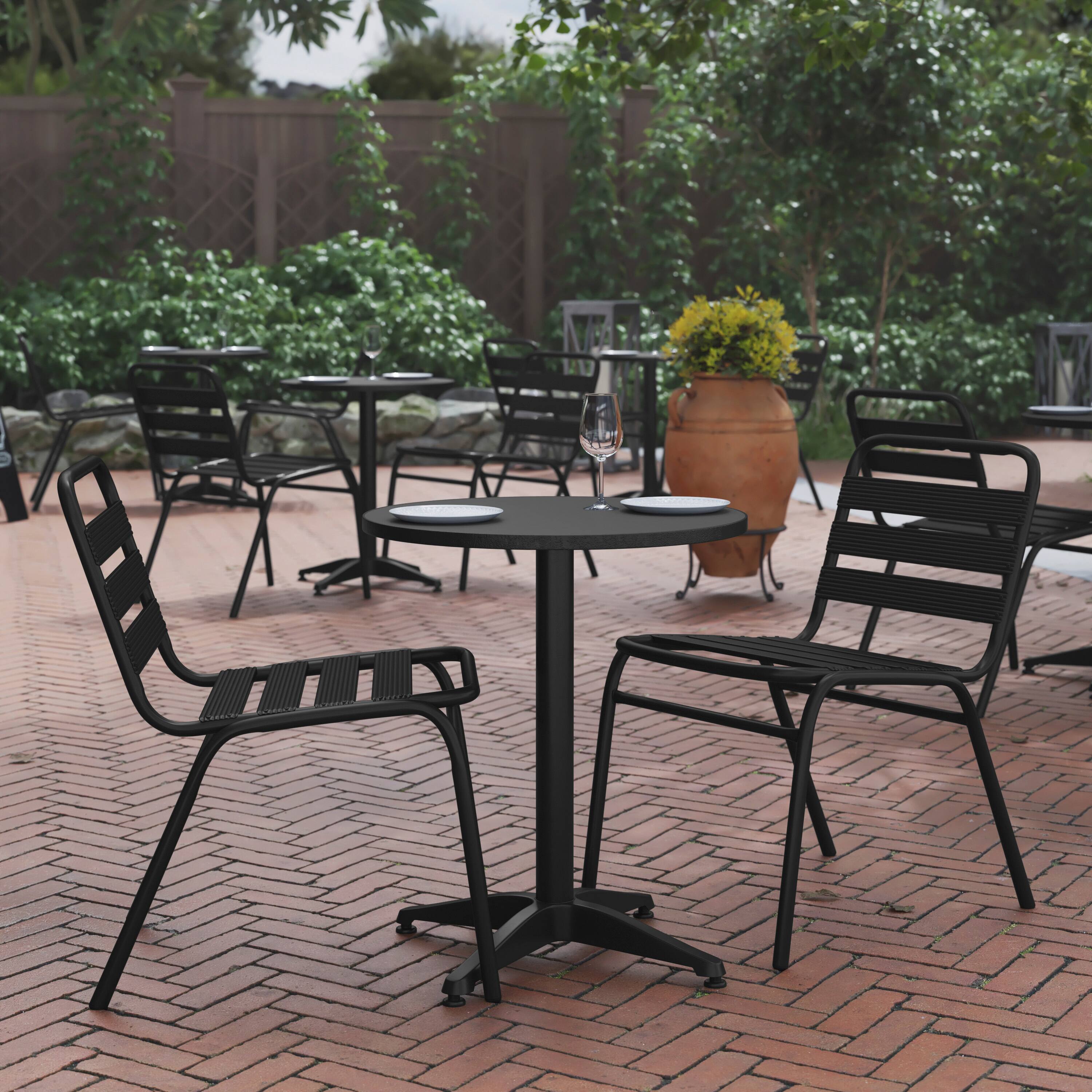 Alt View 1. Flash Furniture - Mellie 23.5'' Black Round Metal Indoor-Outdoor Table with Base - Black.
