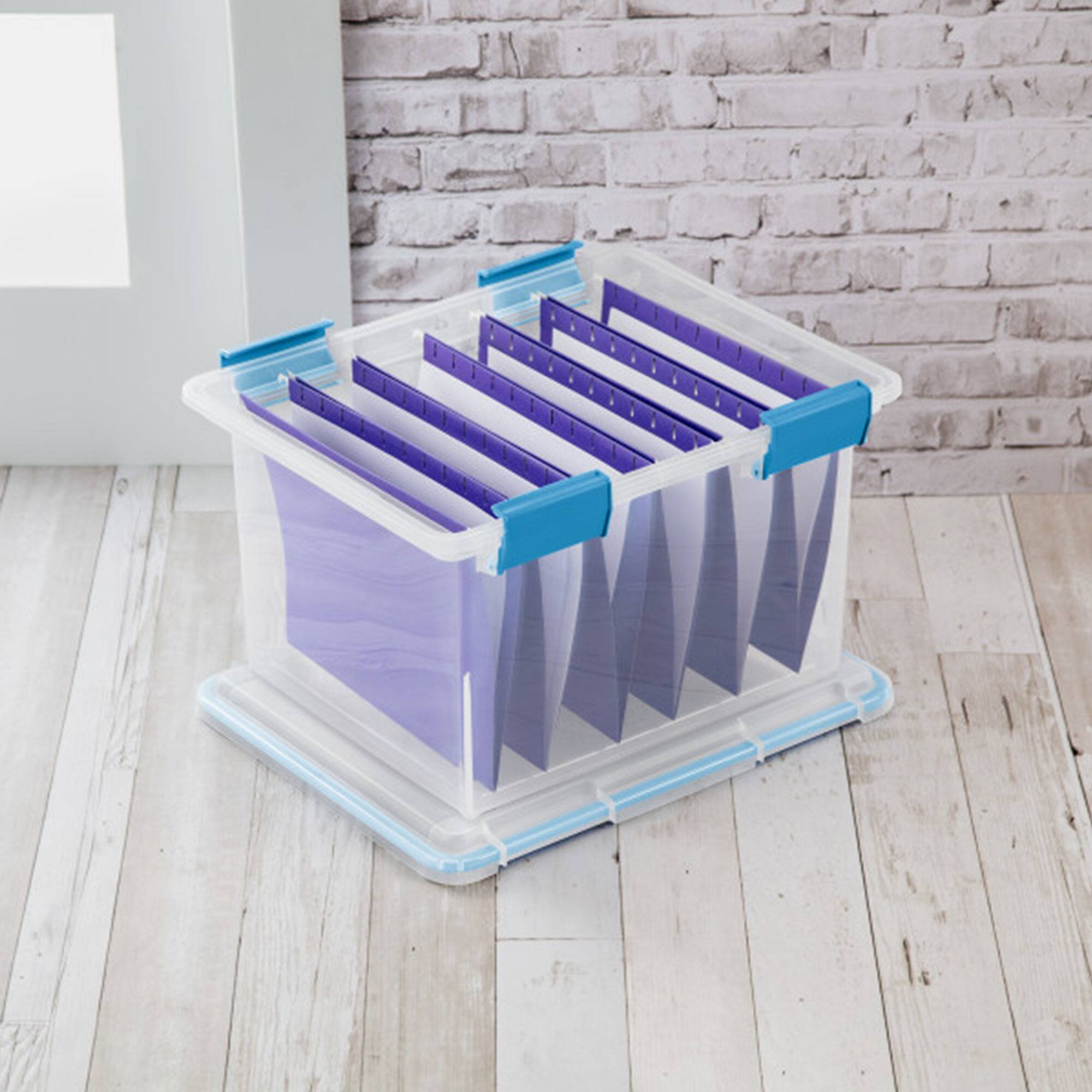 Stackable File Tote Sterilite Gasket Box, Stackable File Tote Storage Bin with Lid, 32 ...