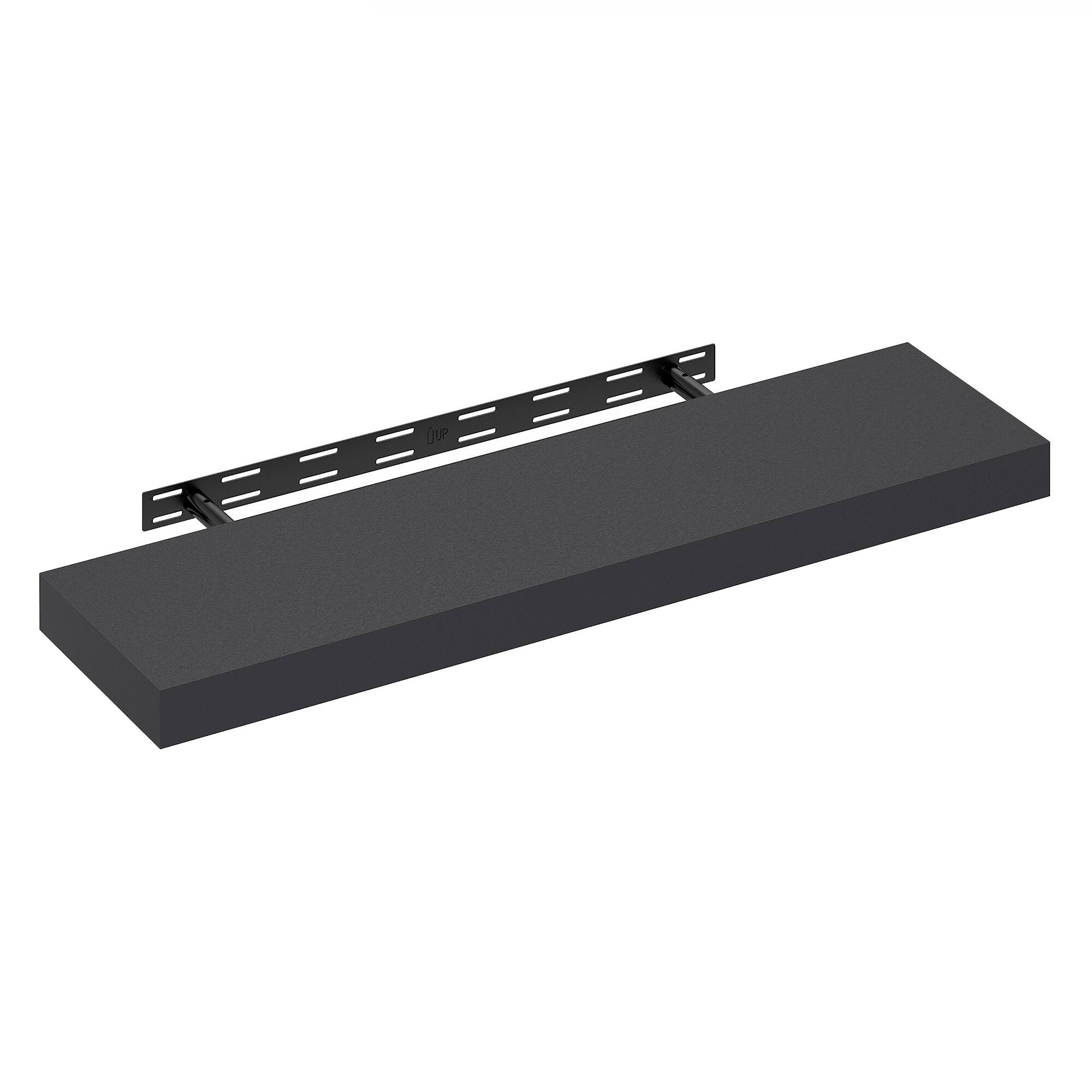Alt View 3. Furinno - TANNA Floating Shelves for Wall, 9 x 35 Wall Shelf, Wall Mounted Floating Shelf with Invisible Brackets, Thick Shelf - Americano.
