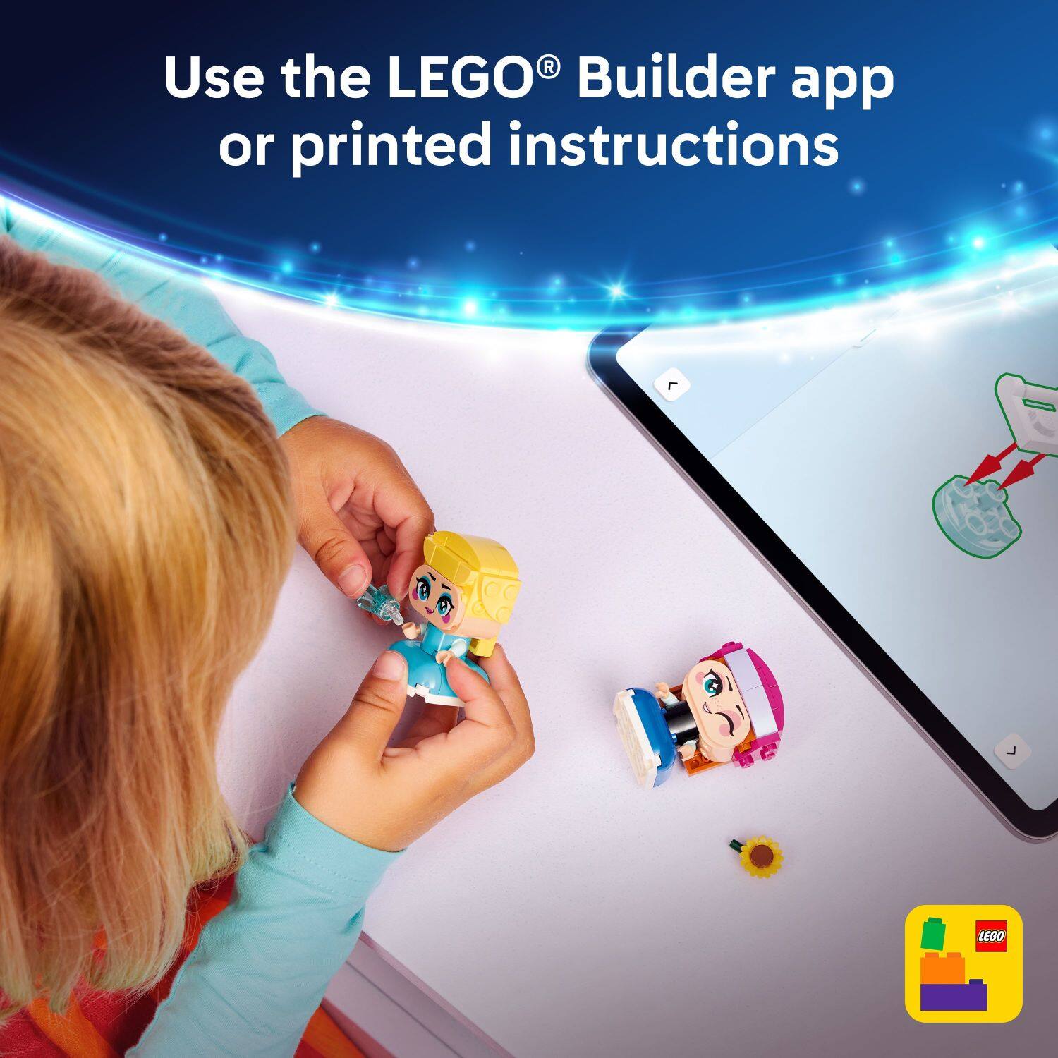 Use the LEGO® Builder app or printed instructions