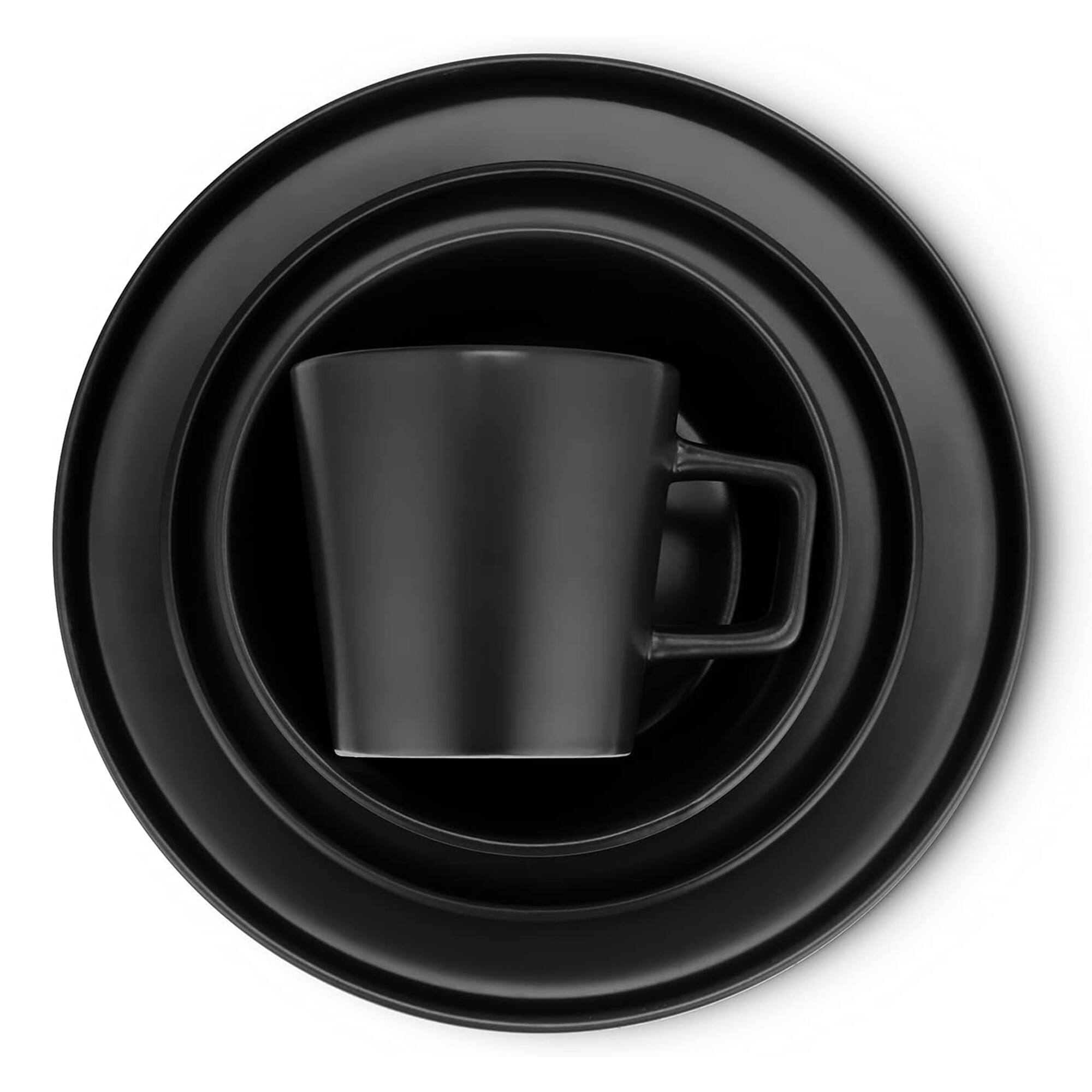 Alt View 7. Stone Lain - Stone Lain Celina Stoneware 32 Piece Dinnerware Set, Service for 8, Black Matte - Black Matte.