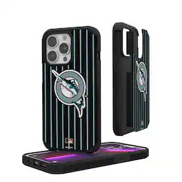 Keyscaper - MLB - Miami Marlins iPhone Pinstripe Cooperstown Design Rugged Case - 15 - Multicolor