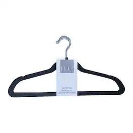 Elle Decor - 10-Pack Non-Slip Velvet Hangers, Slim Flocked Hangers for Shirts & Coats, Space-Saving Elegant Closet Organizers - Black