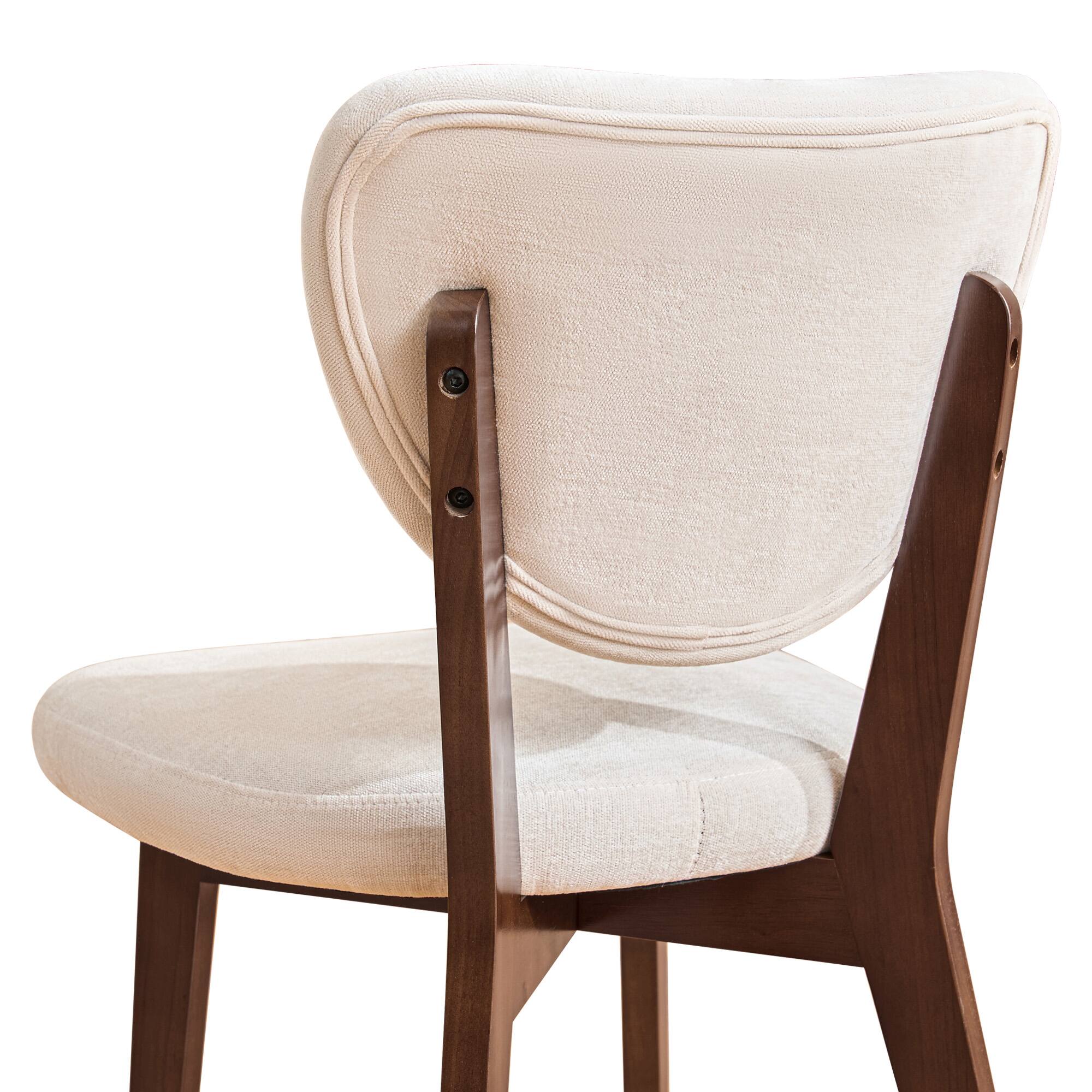 Alt View 6. KERDOM - Classic Dining Chairs 2pcs, Mid-Century Modern Restaurant Upholstered Kitchen Side Chair Armless, Padded Backrest & Seat - Beige.