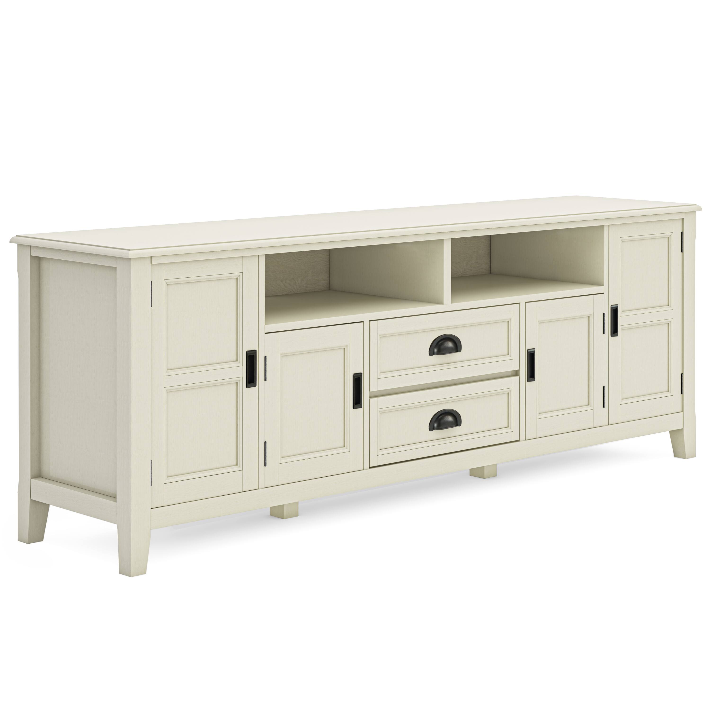 Alt View 2. Simpli Home - Burlington SOLID WOOD 72 inch TV Media Stand in Antique White For TVs up to 80 inches - Antique White.