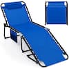 Front. Costway - Costway 1 PCS Oversize Folding Chaise Lounge with Adjustable Backrest Detachable Pillow Pocket - Navy.