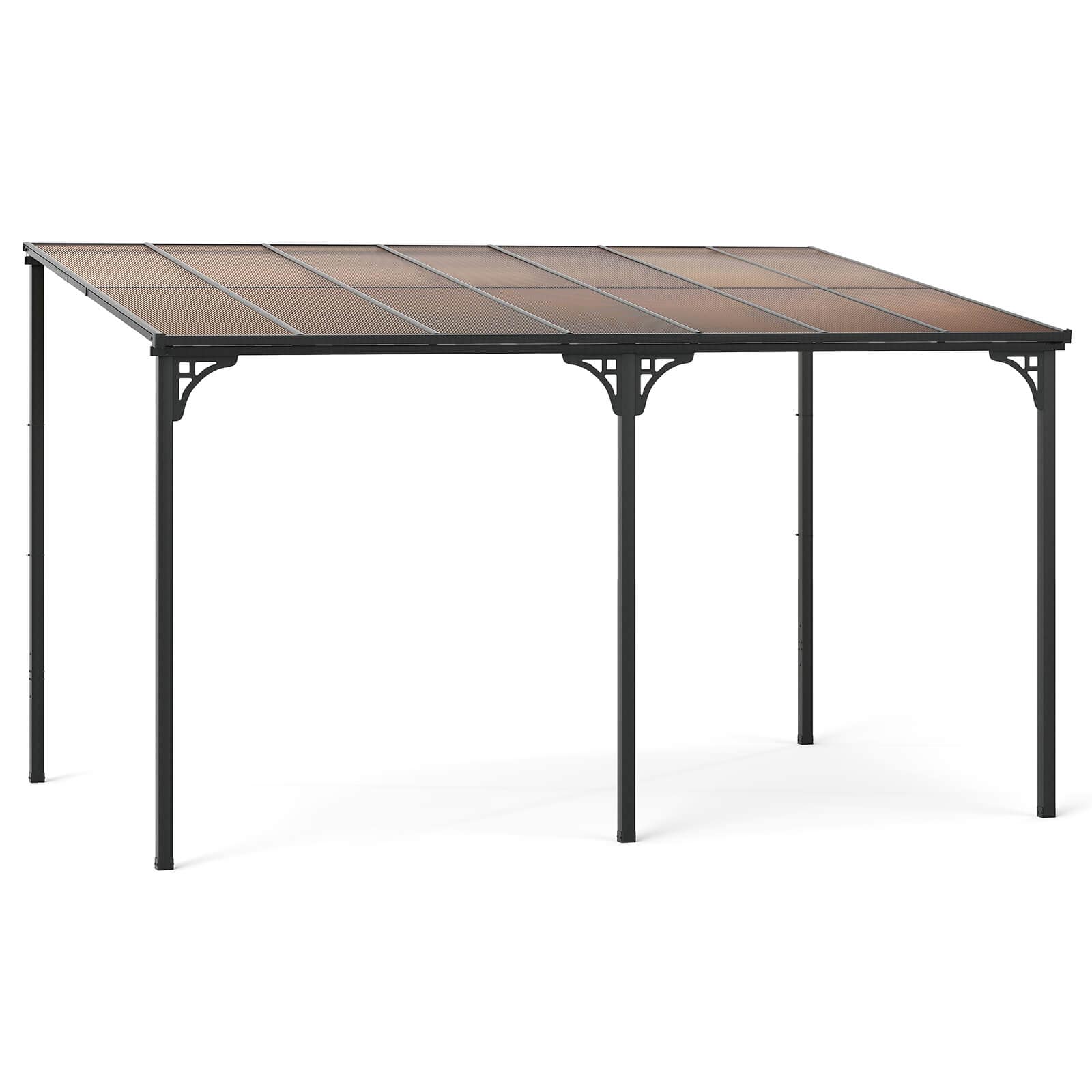 Costway - 10' X 13' Wall-Mounted Patio Gazebo with Sloped Polycarbonate Roof Metal Frame - Black price history on PriceWatchPro