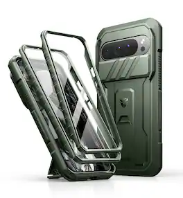 dexnor - Case for Google Pixel 9 Pro XL with Camera Cover & Built-in Screen Protector,Full-Body Cases - Army Green