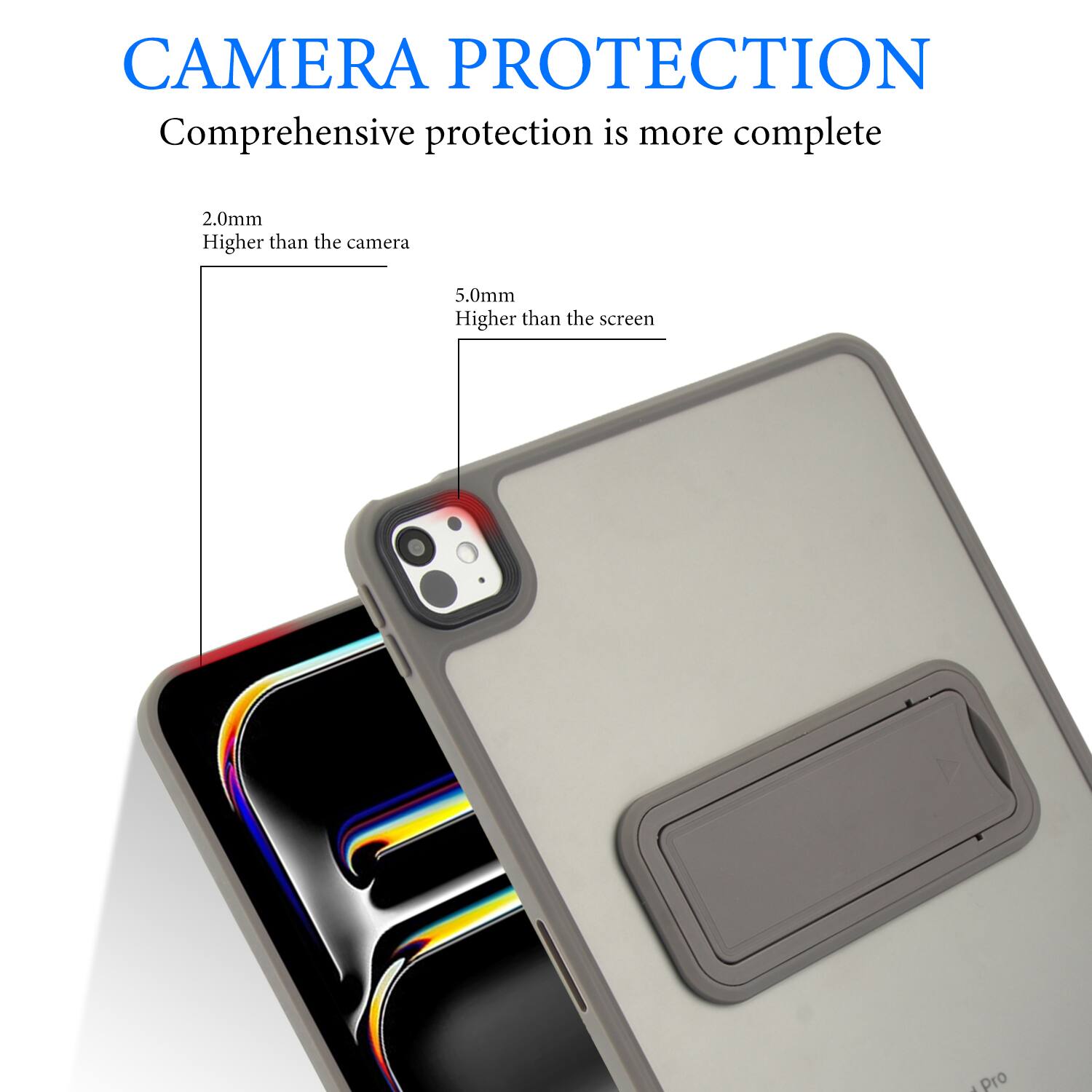 CAMERA PROTECTION  
Comprehensive protection is more complete  

2.0mm  
Higher than the camera  

5.0mm  
Higher than the screen
