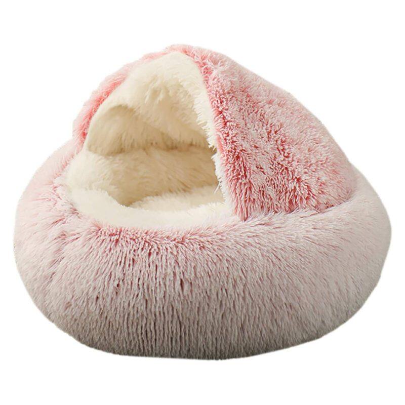 Smart Pet Toys - SOFT BURROWING CAVE HOODED PET BED - Pink