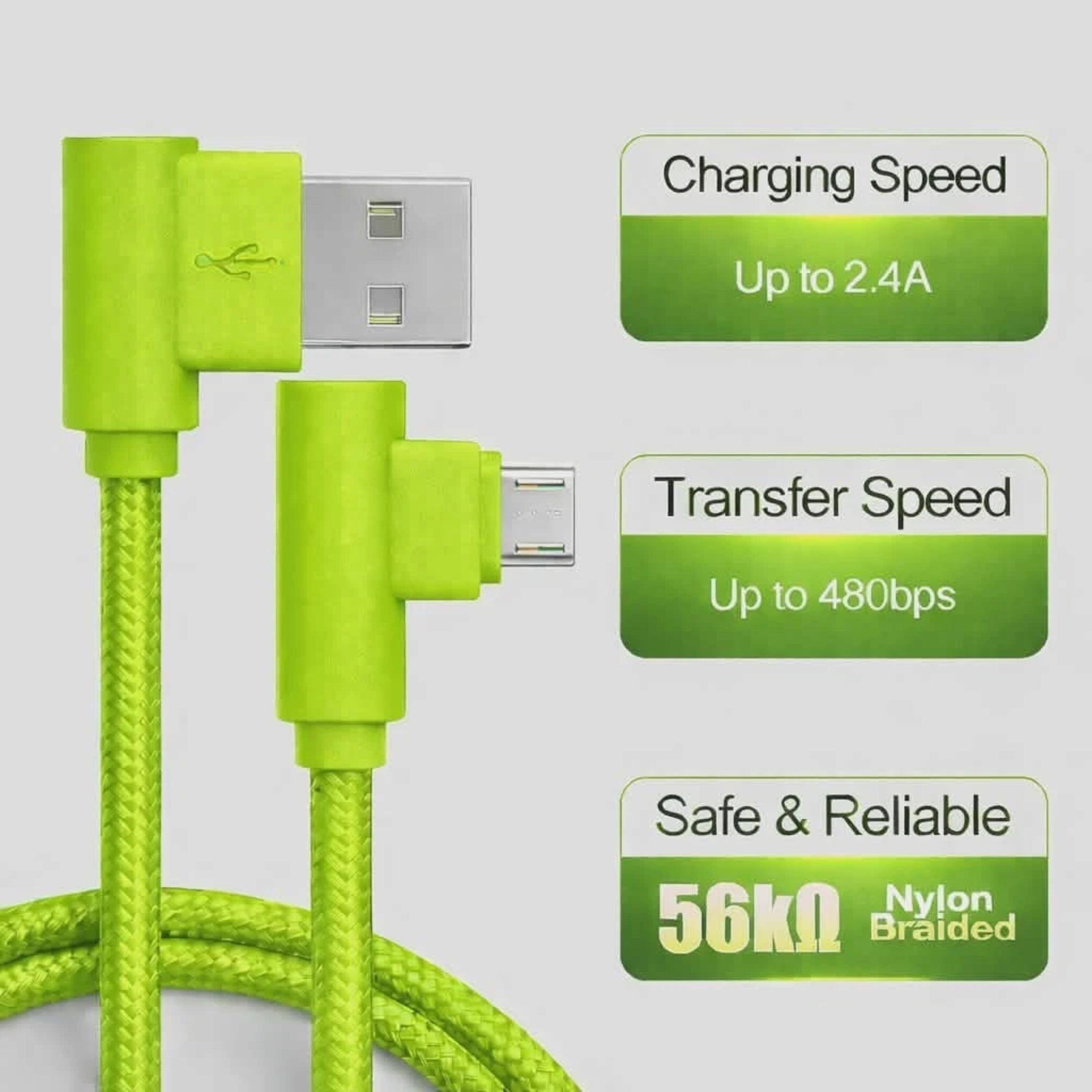 Charging Speed: Up to 2.4A  
Transfer Speed: Up to 480bps  
Safe & Reliable: 56kΩ Nylon Braided