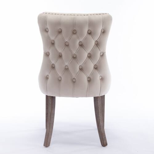 Alt View 2. LUCKY ONE - Assembled Wing-Back Dining Chair Set of 2 with Nailhead Trim Solid Wood Legs Upholstered - Beige.