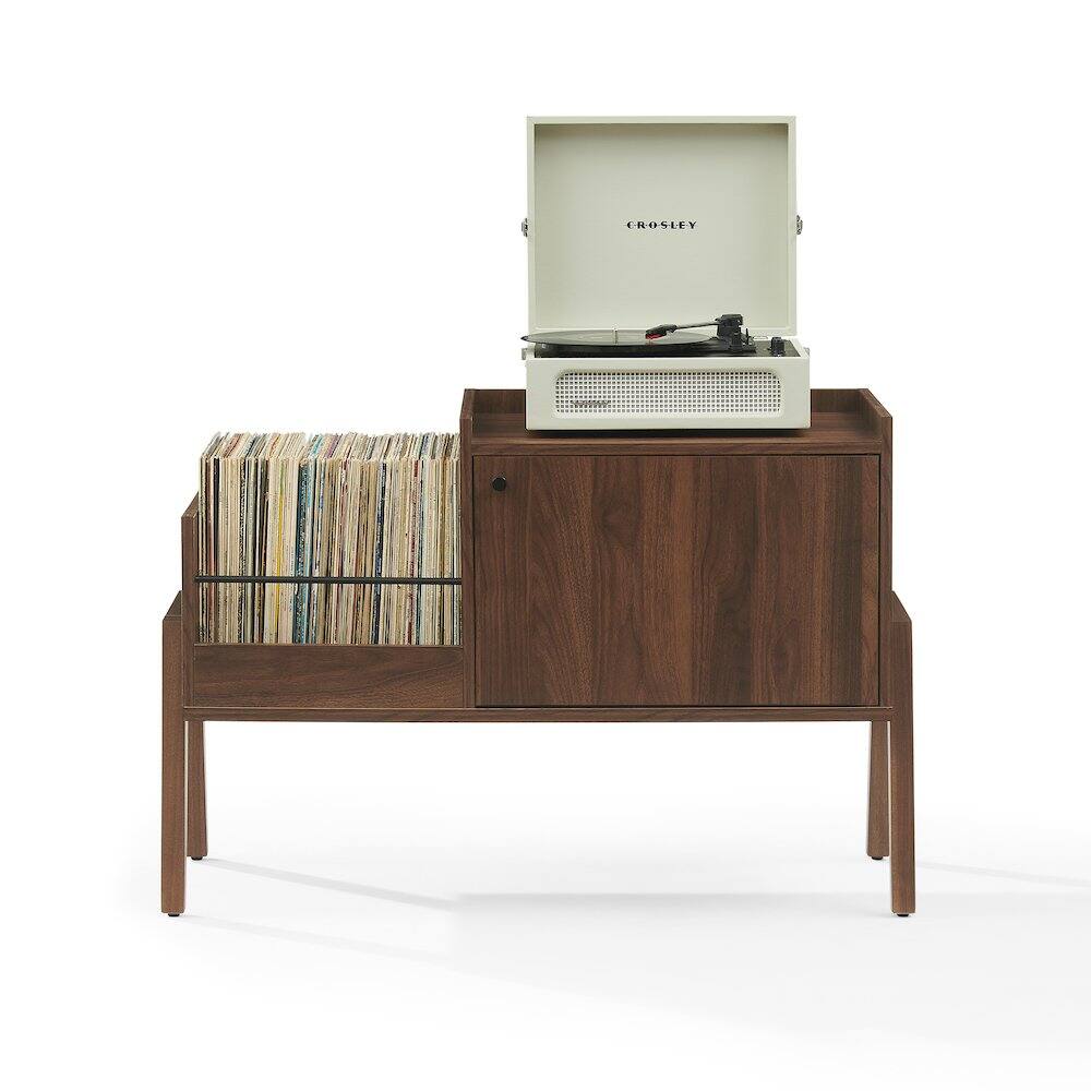 Alt View 2. Crosley Furniture - Luna Record Player Cabinet With Vinyl Storage - Brown.