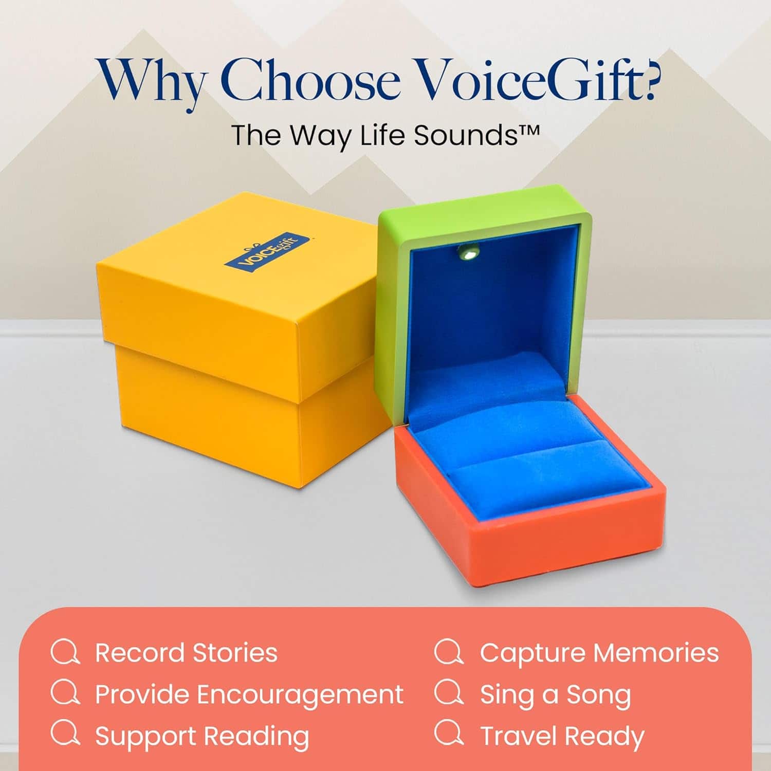 VoiceGift - Recordable Ring Box with LED | Salmon & Lime - Slamon and Lime
