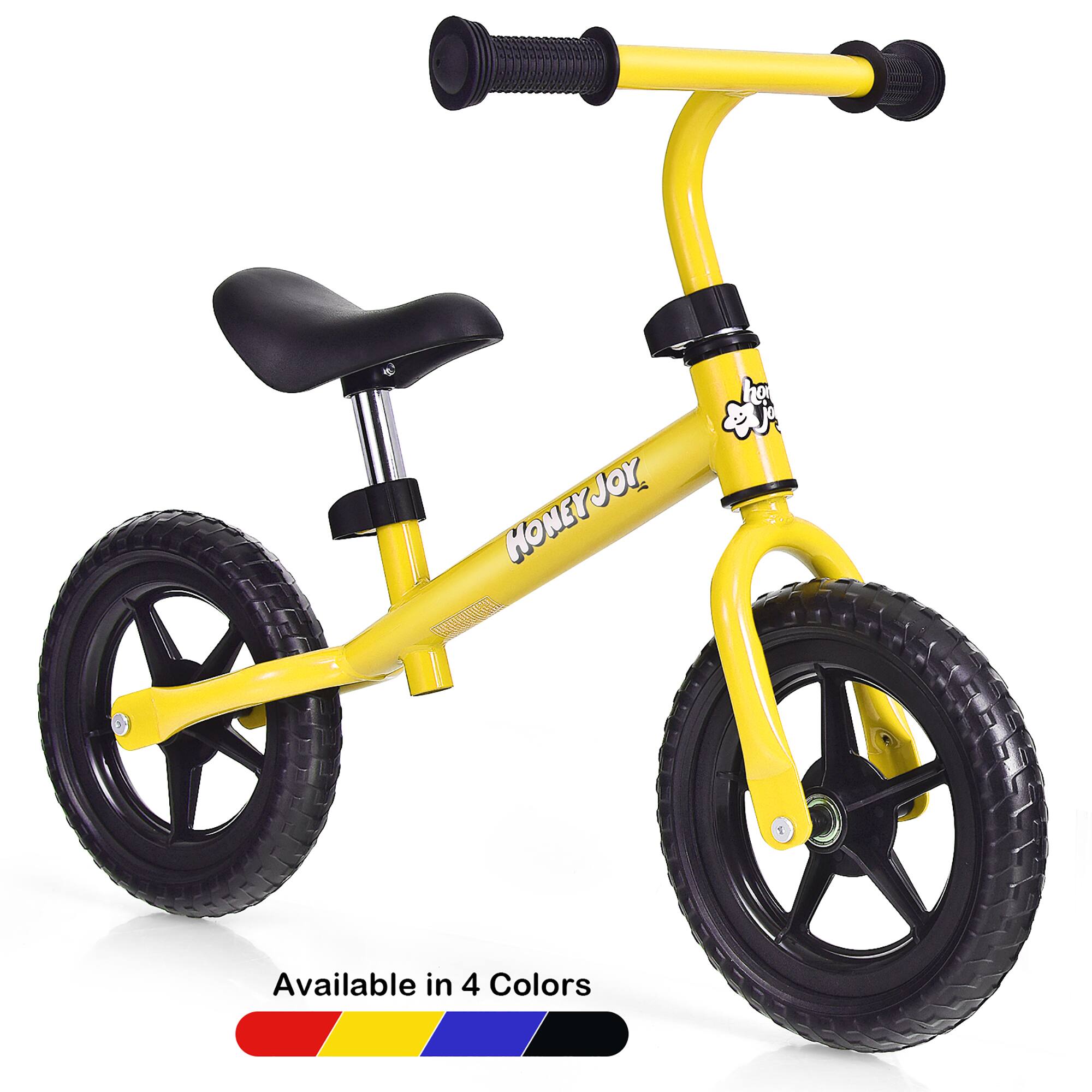 Costway - Kids Balance Bike No Pedal Training Bicycle w/Adjustable Handlebar & Seat - Yellow