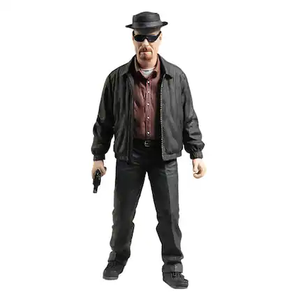 Front. Mezco Toyz - Breaking Bad Walter White Heisenberg 6" Action Figure - Black.