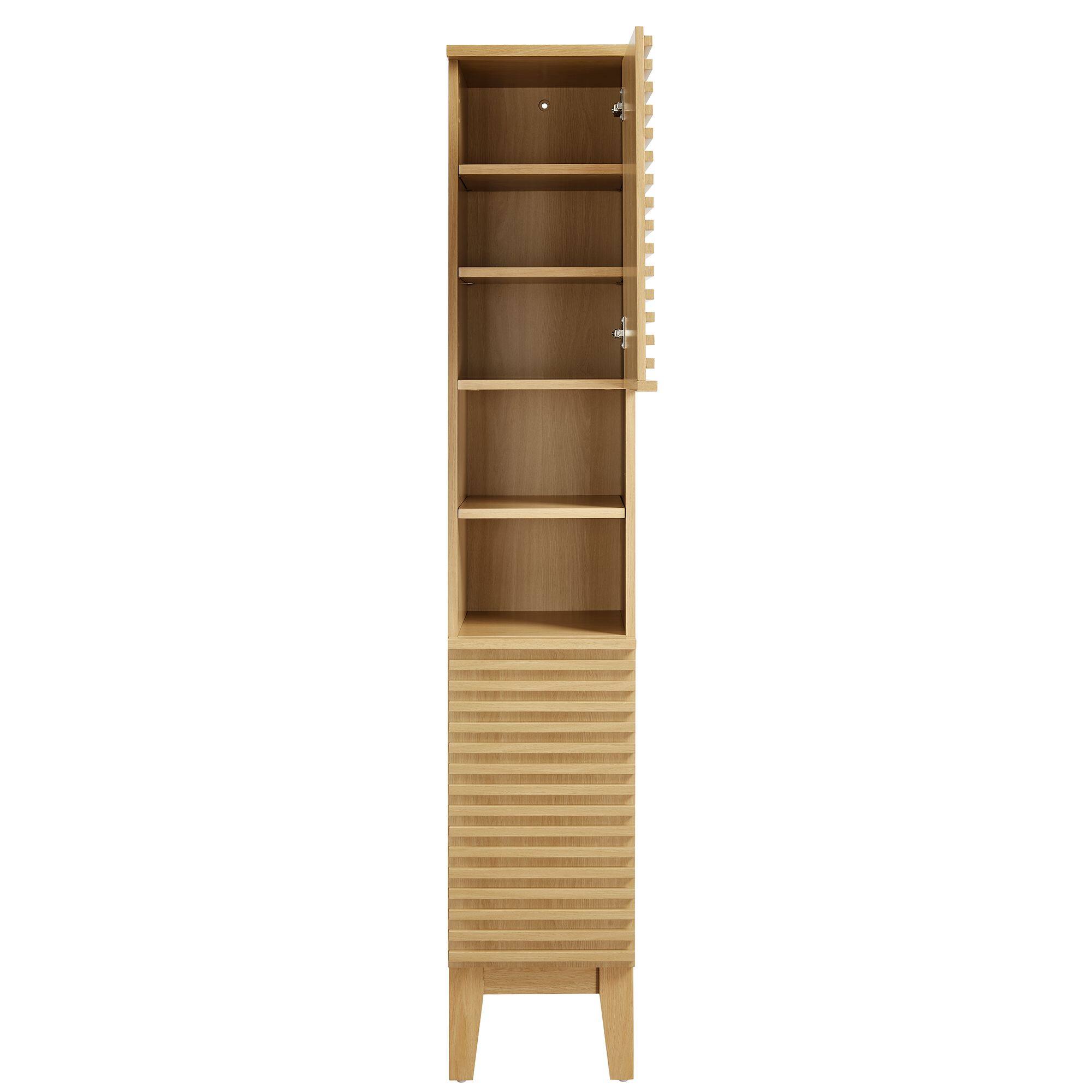 Alt View 5. Modway - Render Tall Narrow Bathroom Storage Cabinet by Modway - Oak.