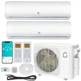 Babevy - 20000 BTU Dual 2 Zone Mini Ductless Split Air Conditioner& Heating System with Pre-Charged Condenser, 2 x 12000 BTU