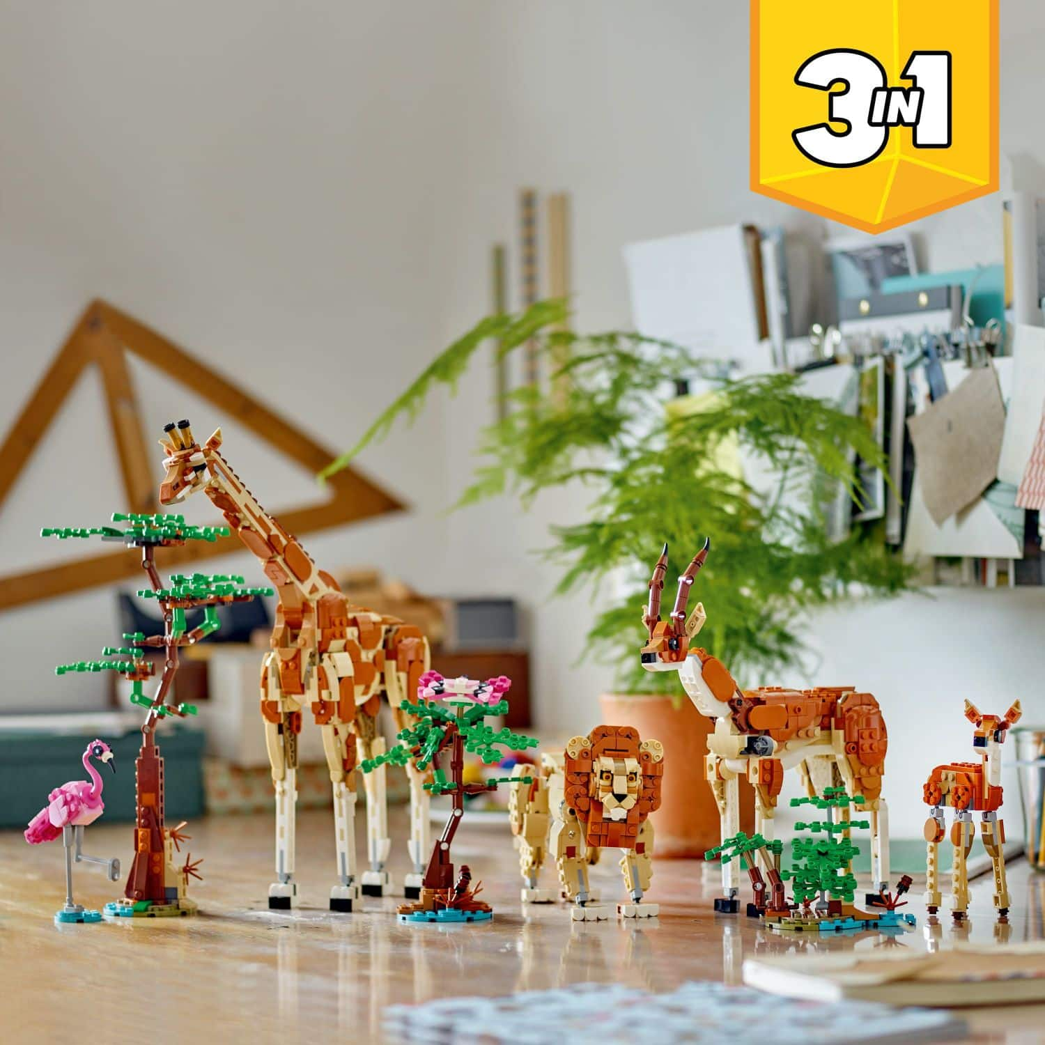 LEGO Creator 3 in 1 Wild Safari Animals Set, Giraffe, Gazelles or Lion ...