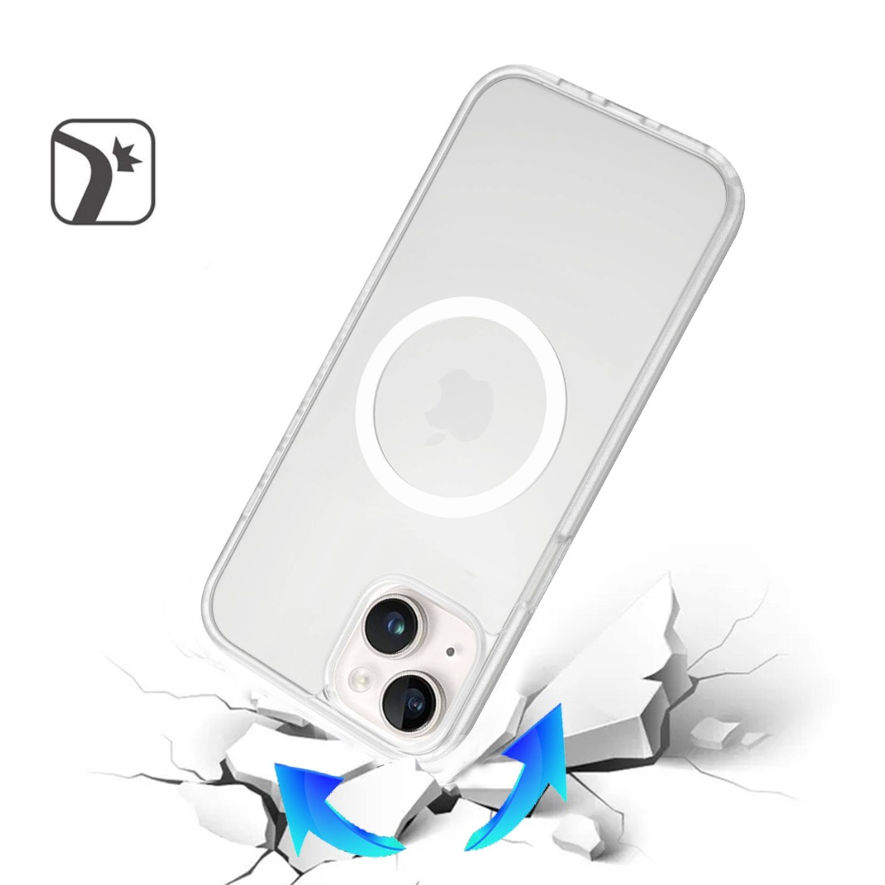 Left. Kitcheniva - Magnetic Circle Soft Touch Frosted Phone Case With 2 Pcs Tempered Glass For iPhone 15 Plus Clear - Clear.
