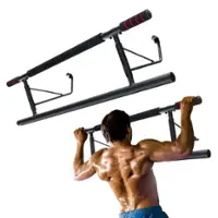 Costway - Pull-up Bar for Doorway No Screw Foldable Strength Training Chin-up Bar Home Gym - Black - Front_Zoom