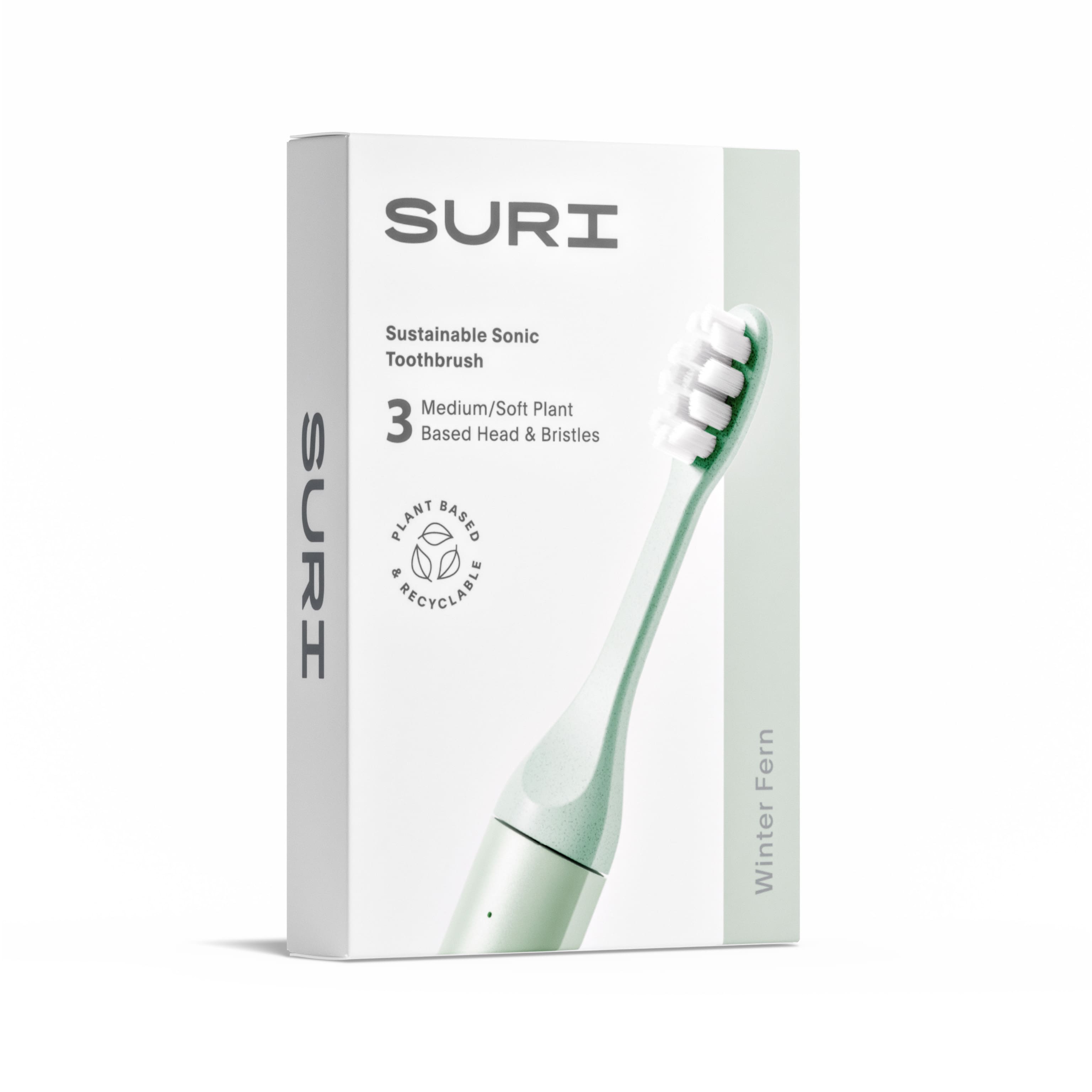 3x SURI Winter Fern Brush Replacement Head in Bio Bag, in a Box - Green