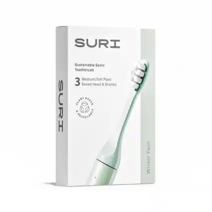 SURI Sustainable Sonic Toothbrush Medium/Soft Plant 3 Based Head & Bristles PLANT BASED SURI P RECYCLABLE Fern Winter