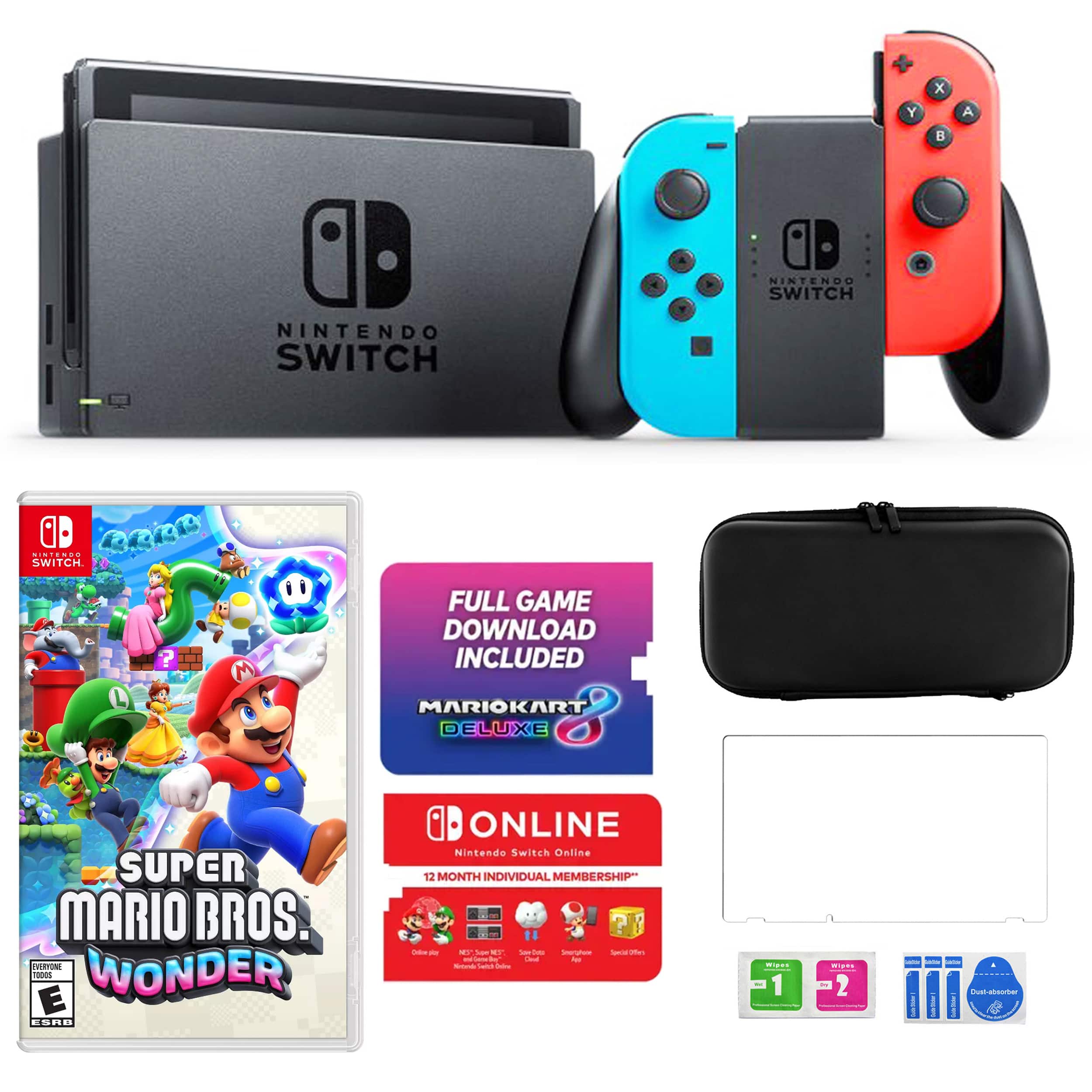 Switch with MarioKart 8 Bundle with Wonder Game & Accessories - Nintendo Switch