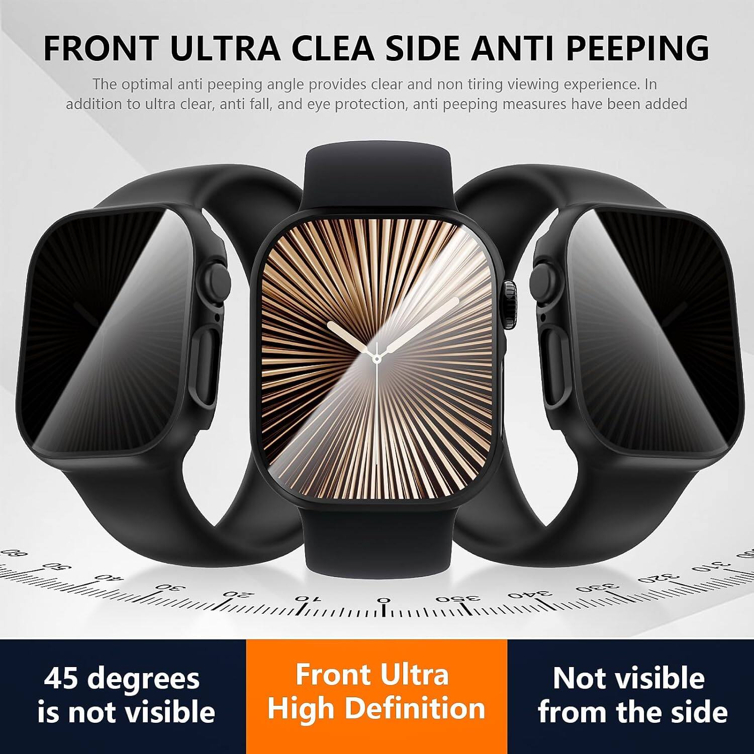 FRONT ULTRA CLEAR SIDE ANTI PEEPING

The optimal anti peeping angle provides clear and non tiring viewing experience. In addition to ultra clear, anti fall, and eye protection, anti peeping measures have been added

09 50
40
30
20
10
O
00 320 310 340 330 350

45 degrees is not visible

Front Ultra High Definition from the side