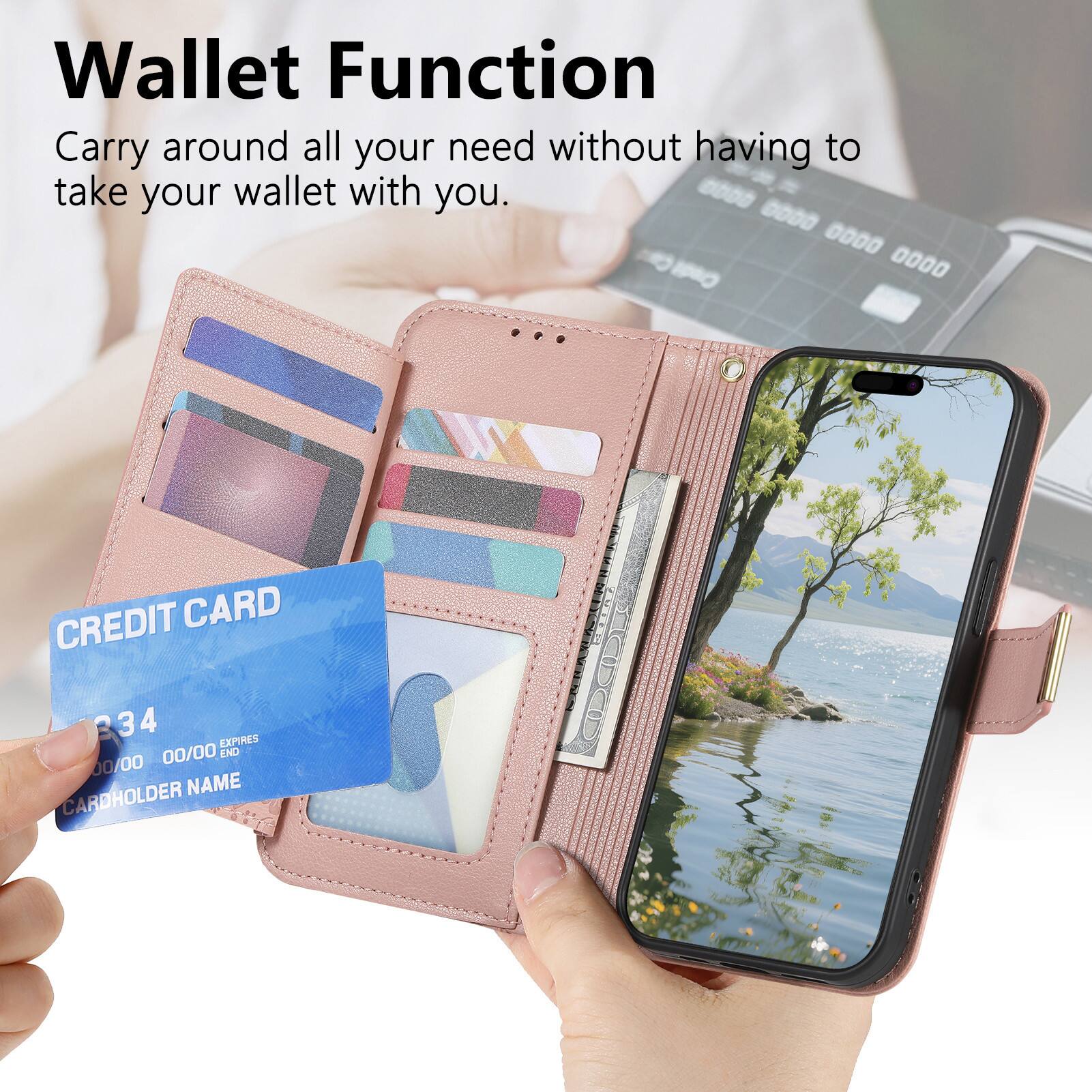 Wallet Function  
Carry around all your needs without having to take your wallet with you.

CREDIT CARD  
334  
00/00 00/00 EXPIRES  
CARDHOLDER NAME