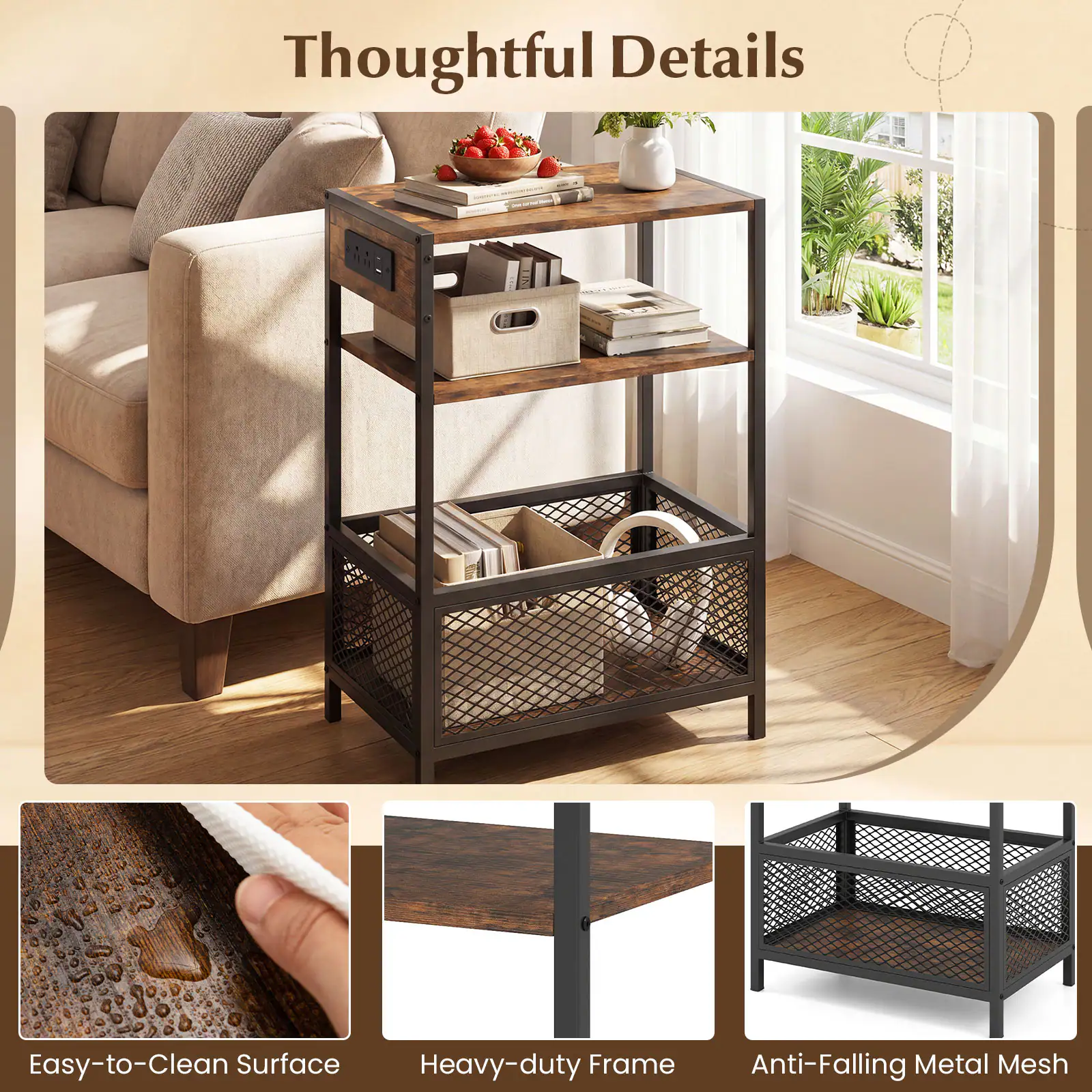Thoughtful Details

Easy-to-Clean Surface

Heavy-duty Frame

Anti-Falling Metal Mesh