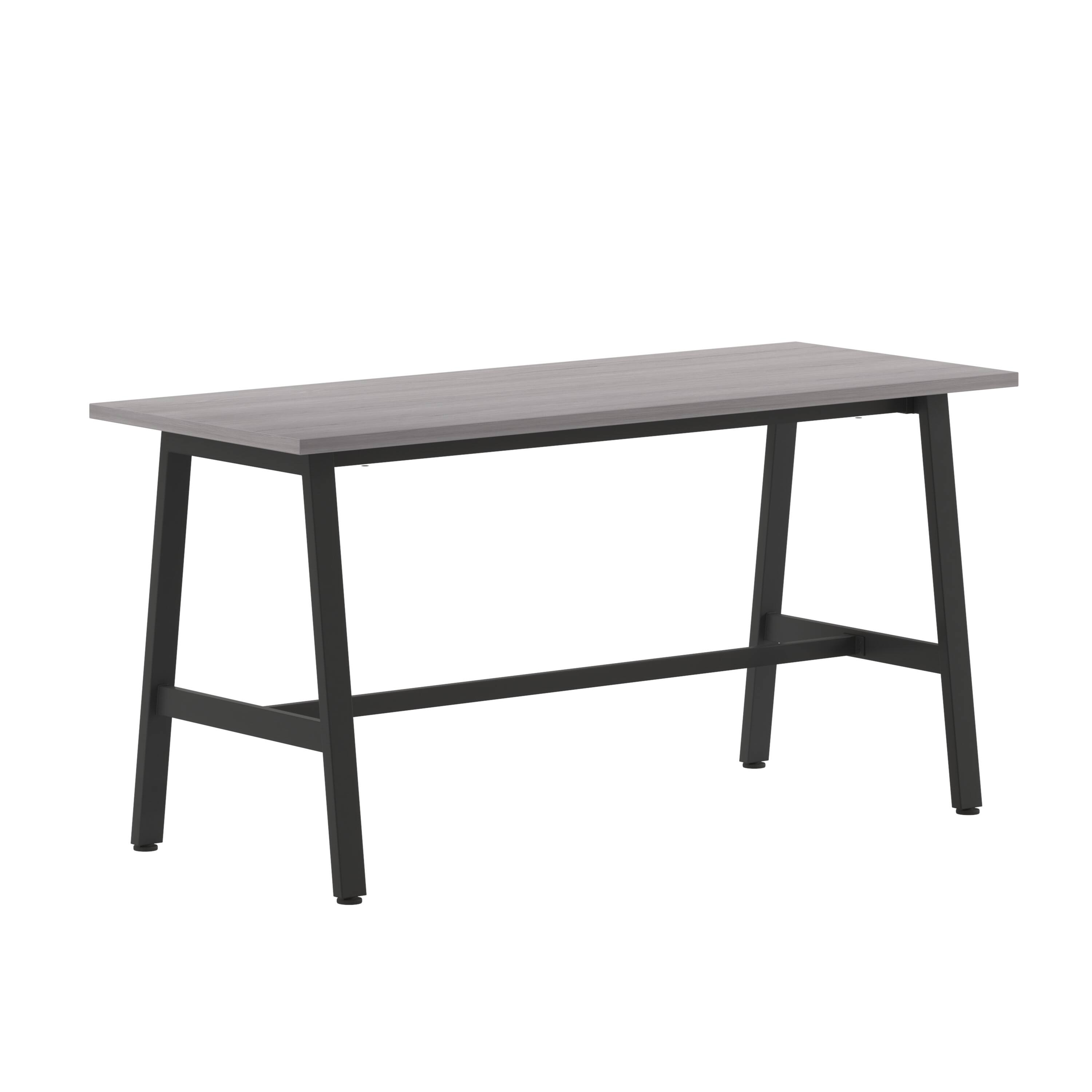 Alt View 1. Emma + Oliver - Remy 60x24 Dining or Gaming Table with Double Sided Laminate Table Top and Heavy Duty A-Frame Steel Base - Gray Oak.