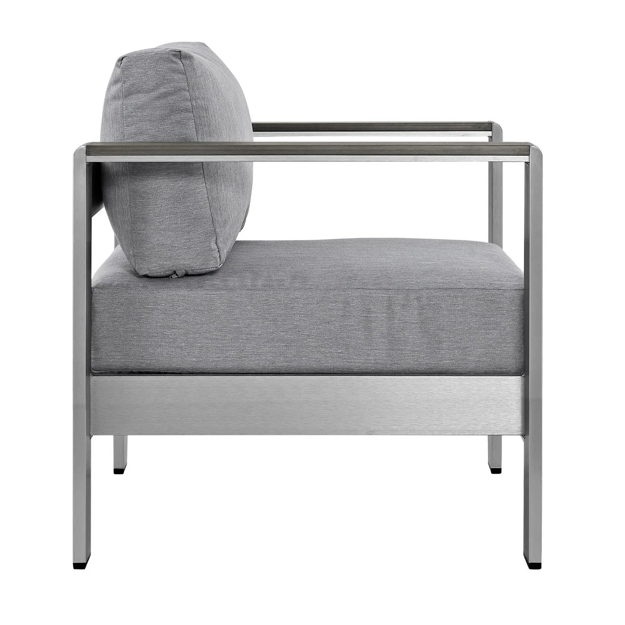 Left. Modway - Shore Outdoor Patio Aluminum Armchair by Modway - Silver Gray.