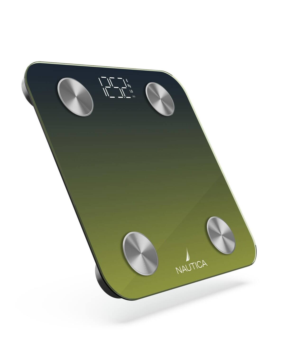 Angle. Nautica - Nautica Smart Body Scale, Fat, Muscle Mass Tracking & More, Syncs with Smartphone for Body Composition Tracking, 396 Lbs - Navy Yellow.