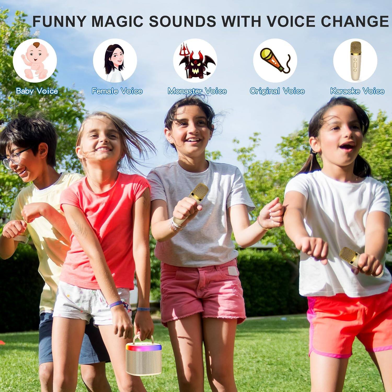 FUNNY MAGIC SOUNDS WITH VOICE CHANGE

- Baby Voice
- Female Voice
- Monster Voice
- Original Voice
- Karaoke Voice