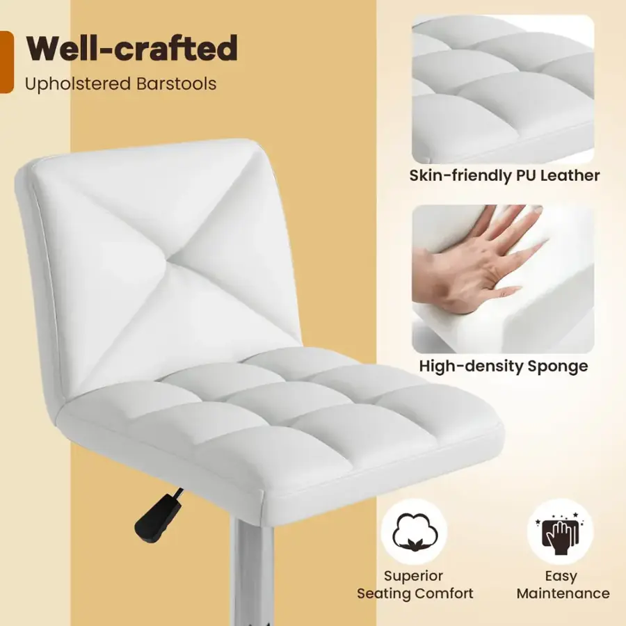 Well-crafted Upholstered Barstools: Skin-friendly PU Leather, High-density Sponge, Superior Easy Seating Comfort, Maintenance.