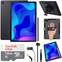 Samsung - Galaxy Tab S6 Lite 10.4" Tablet, Book Cover, S Pen + Premium Case Bundle - Black