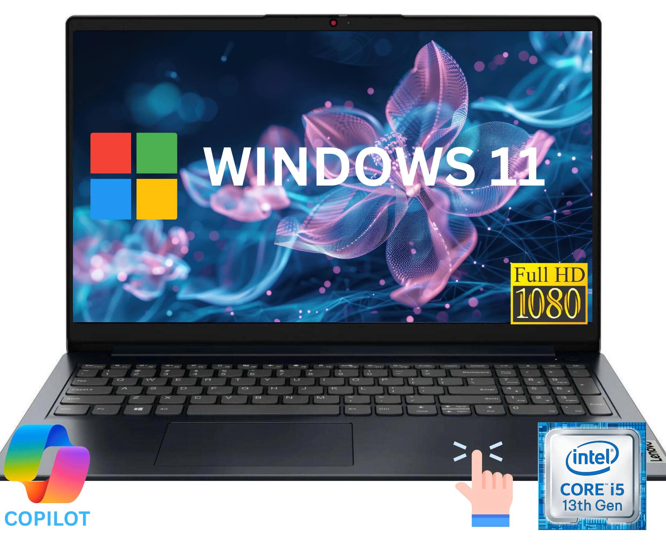 Lenovo - Ideapad 1i 15.6'' Full HD Touch Laptop, Intel Core i5 13th i5-1335U, 16GB RAM, 512GB SSD, Windows 11 Home - Blue