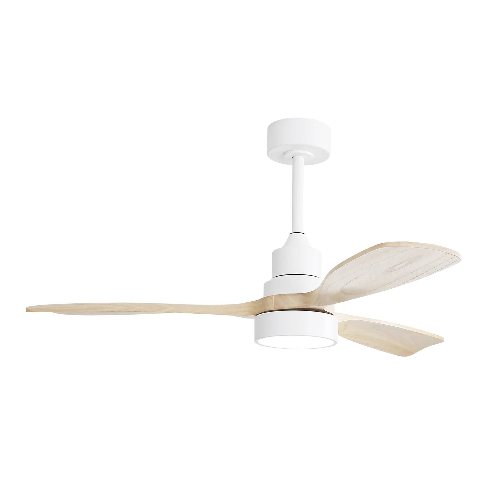 Front. HOMLUX - 48 Inch Solid Wood Ceiling Fan with Dimmable Light 6 Speed Reversible DC Motor - White.