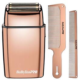 Babyliss - Pro FOILFX02 Cordless Double Foil Shaver with Metal Comb Set - Rose Gold