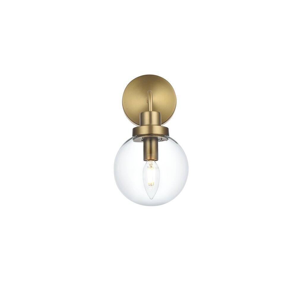 Back. Living District - Hanson 6 inch Wall Sconce in Satin Gold - Satin Gold And Clear.