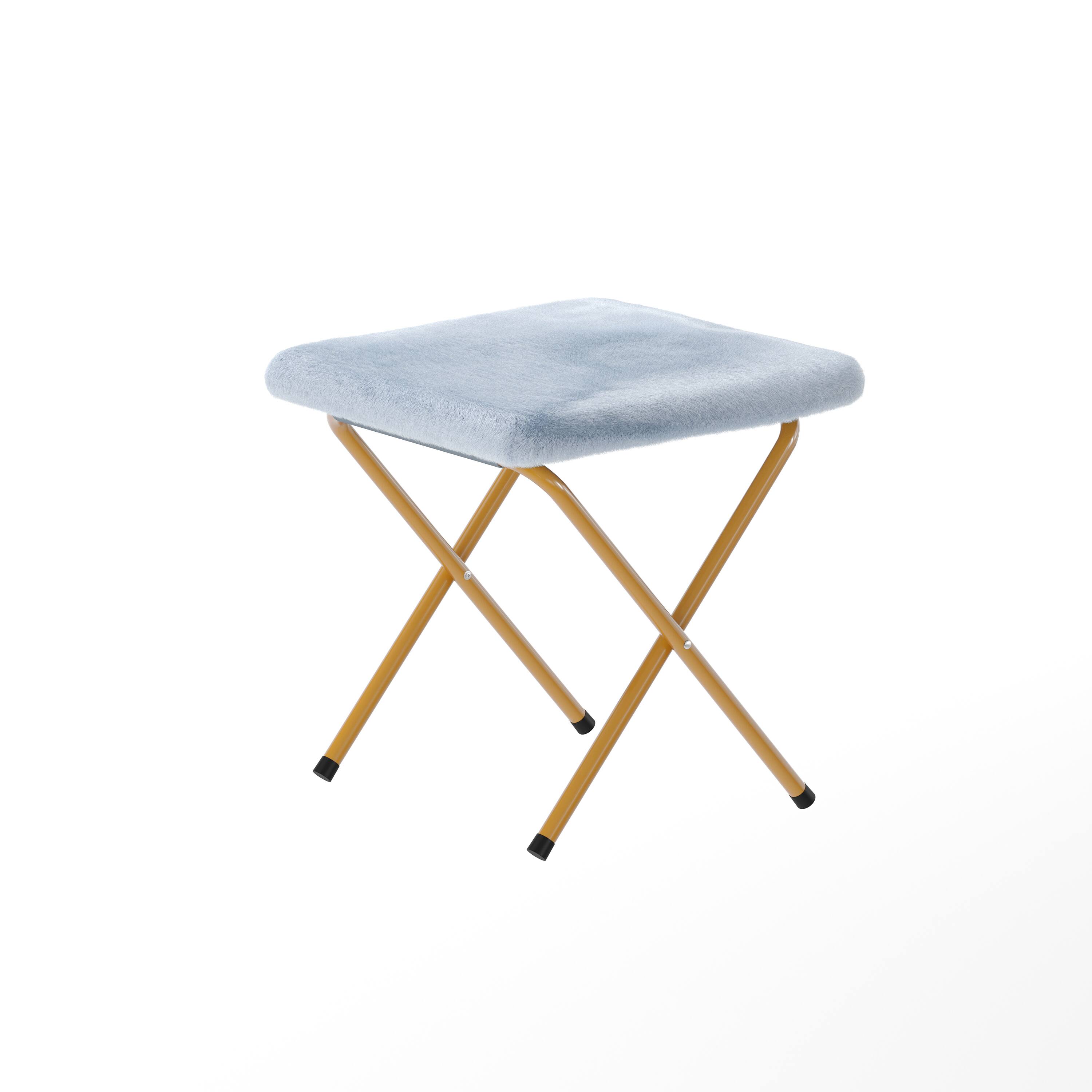 Alt View 10. Emma + Oliver - Janey Folding Double Saucer Chair with 2 Ottomans and Steel Frame for Dorm or Bedroom - Aqua Fabric/Soft Gold Frame.