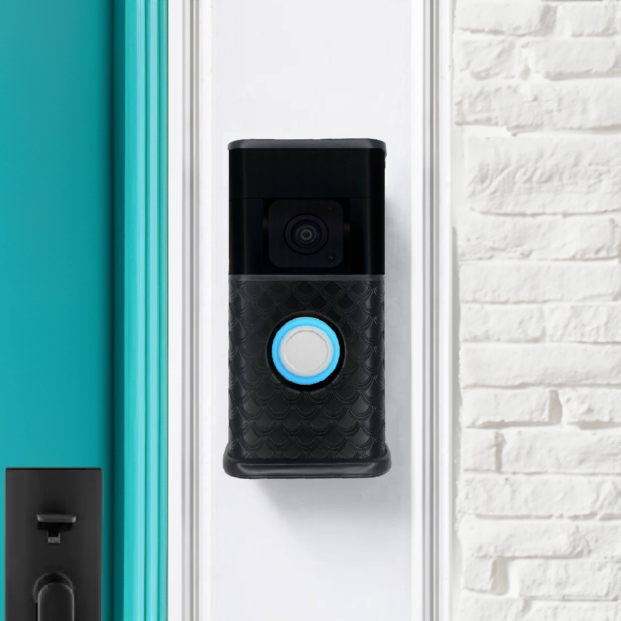 Alt View 3. Michael Healy - Scales Video Doorbell Cover (Ring 3, 3 Plus, 4, Battery Plus and Battery Pro) - Matte Black.